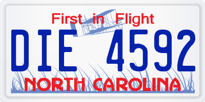 NC license plate DIE4592