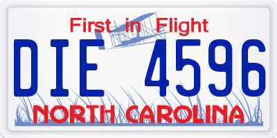 NC license plate DIE4596