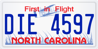 NC license plate DIE4597