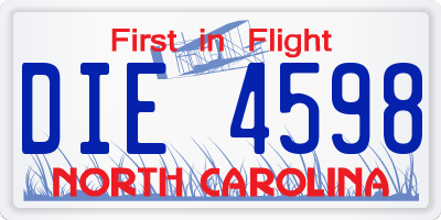 NC license plate DIE4598