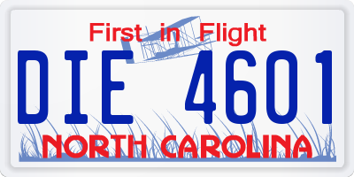 NC license plate DIE4601