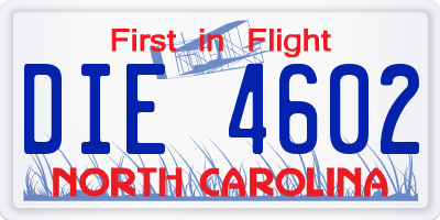 NC license plate DIE4602