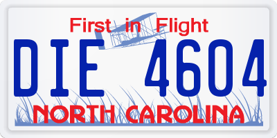 NC license plate DIE4604