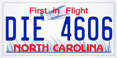 NC license plate DIE4606