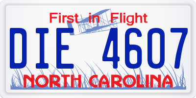 NC license plate DIE4607
