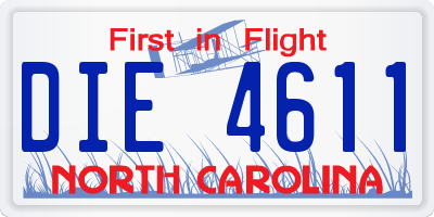 NC license plate DIE4611