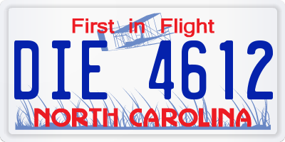 NC license plate DIE4612
