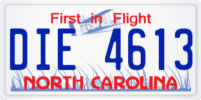 NC license plate DIE4613
