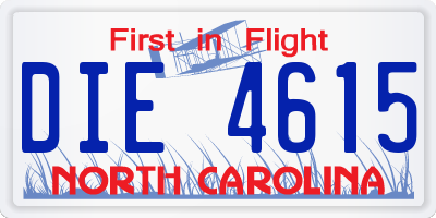NC license plate DIE4615