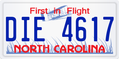 NC license plate DIE4617