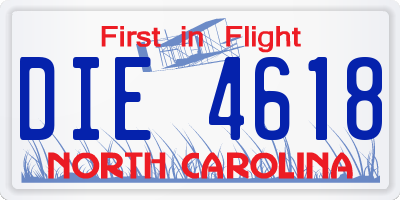 NC license plate DIE4618