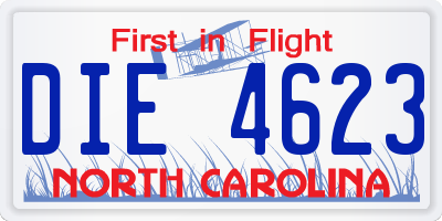 NC license plate DIE4623