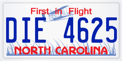 NC license plate DIE4625