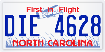 NC license plate DIE4628