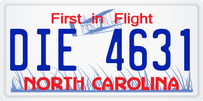 NC license plate DIE4631