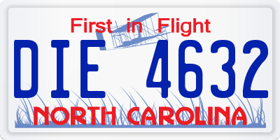 NC license plate DIE4632