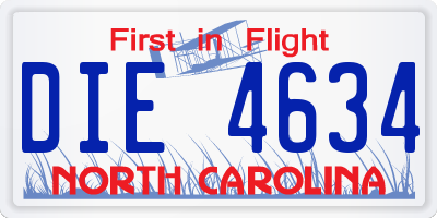 NC license plate DIE4634