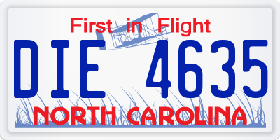 NC license plate DIE4635