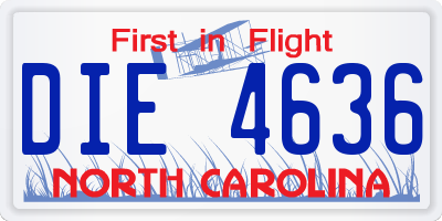 NC license plate DIE4636