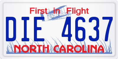 NC license plate DIE4637