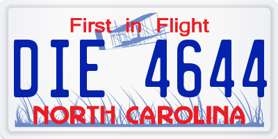 NC license plate DIE4644