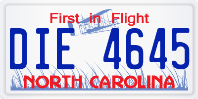 NC license plate DIE4645