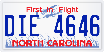 NC license plate DIE4646