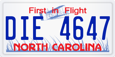NC license plate DIE4647