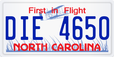 NC license plate DIE4650