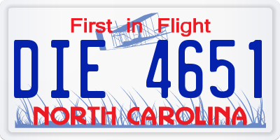 NC license plate DIE4651