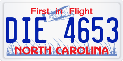 NC license plate DIE4653