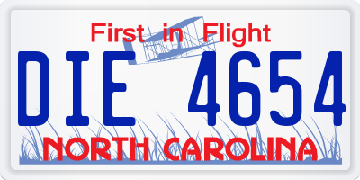 NC license plate DIE4654