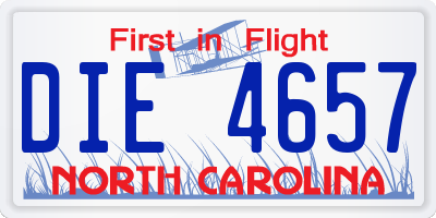NC license plate DIE4657