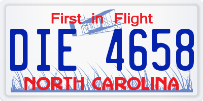 NC license plate DIE4658