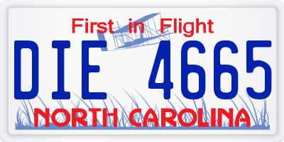 NC license plate DIE4665