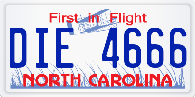 NC license plate DIE4666