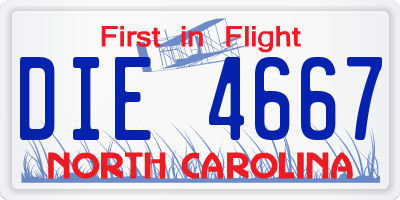 NC license plate DIE4667