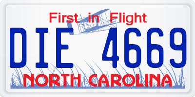 NC license plate DIE4669