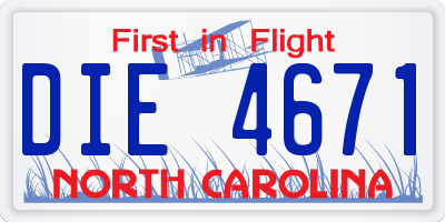 NC license plate DIE4671