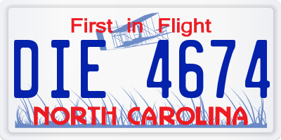 NC license plate DIE4674