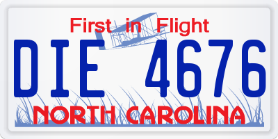 NC license plate DIE4676