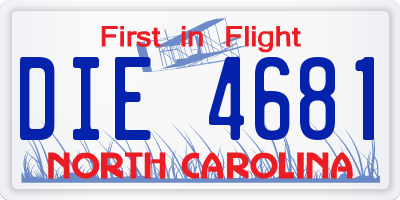 NC license plate DIE4681