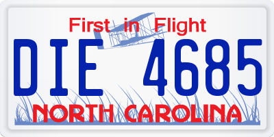 NC license plate DIE4685