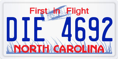 NC license plate DIE4692