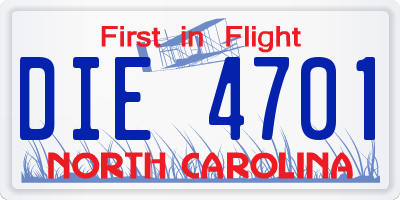 NC license plate DIE4701