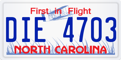 NC license plate DIE4703