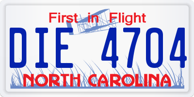 NC license plate DIE4704