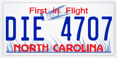 NC license plate DIE4707