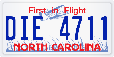 NC license plate DIE4711