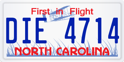 NC license plate DIE4714